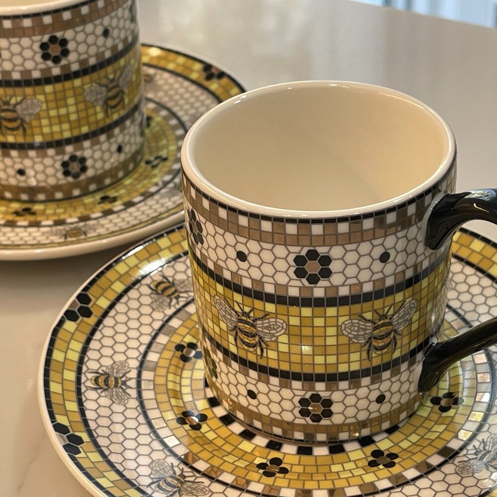 Set of 2--Bistro Honeycomb Espresso Cup and Saucer